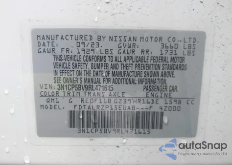 2024 Nissan Kicks S Xtronic Cvt from USA, damaged, VIN 3N1CP5BV9RL471615